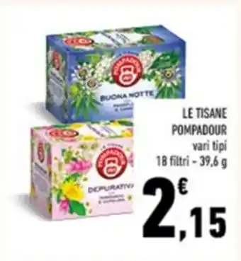 Conad Pompadour Le Tisane vari tipi 18 filtri 39,6 g offerta