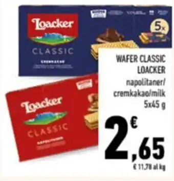 Conad Loacker Wafer Classic napolitaneri/cremkakao/milk 5 x 45 g offerta