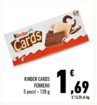 Conad Ferrero Kinder Cards 5 pezzi 128 g offerta