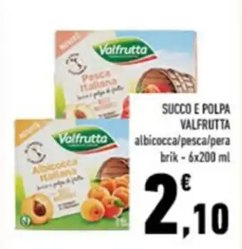 Conad Valfrutta Succo E Polpa Valfrutta albiococca/pesca/pera brik 6 x 200 ml offerta