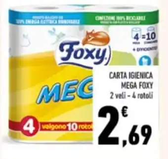 Conad Mega Foxy Carta Igienica 2 veli 4 rotoli offerta