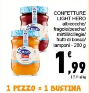 Hero Confetture Light albiocche/fragole/pesche/mirtili/ciliegie 280 g