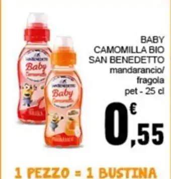 Conad San Benedetto Baby Camomilla Bio mandorancio/fragola pet 25 cl offerta