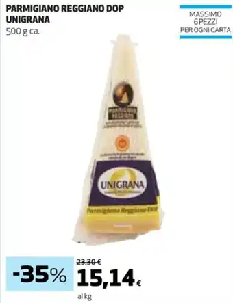 Coop Unigrana Parmigiano Reggiano DOP 500 g ca. offerta
