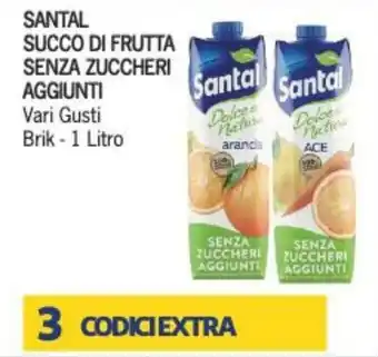 Supermercati Piccolo Santal Succo di Frutta Senza Zuccheri Aggiunti Vari Gusti Brik - 1 litro offerta