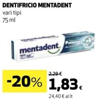 Coop mentadent Dentifricio vari tipi 75 ml offerta
