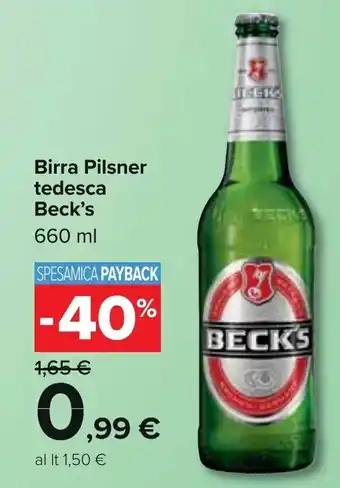 Carrefour Beck's Birra Pilsner tedesca 660 ml offerta