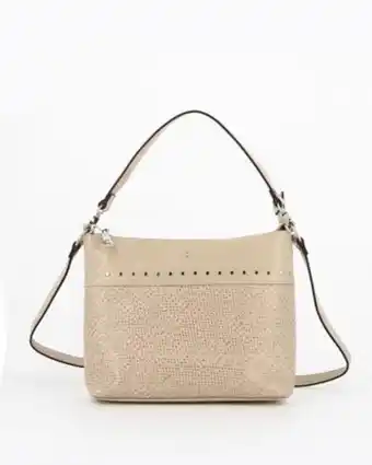 Globo Moda Carrera - borsa beige effetto intreccio con rivetti, tracolla removibile offerta