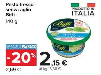 Carrefour Biffi Pesto fresco senza aglio 140 g offerta