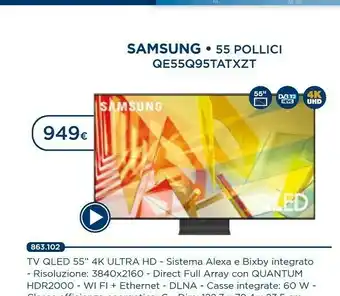 Esselunga Samsung QE75Q95TATXZG TV 190,5 Cm (75") 4K Ultra HD Smart TV Wi-Fi Nero offerta