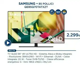 Esselunga Samsung Series 7 QE85Q70TAT 2,16 M (85") 4K Ultra HD Smart TV Wi-Fi Nero offerta