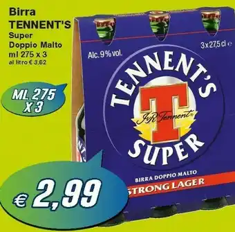 Prix Quality Tennent's Birra Super Dopio Malto offerta