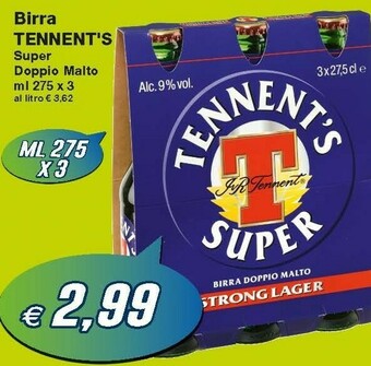 Prix Quality Tennent's Birra Super Dopio Malto offerta