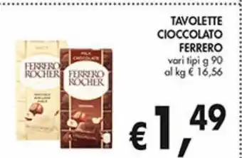 Supermercato Coal Tavolette cioccolato ferrero 90g offerta