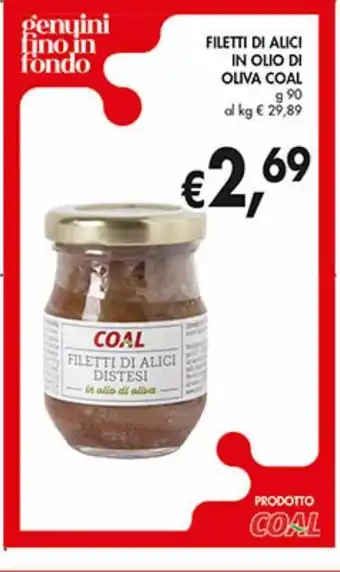 Supermercato Coal Filetti di alici in olio di oliva coal 90g offerta