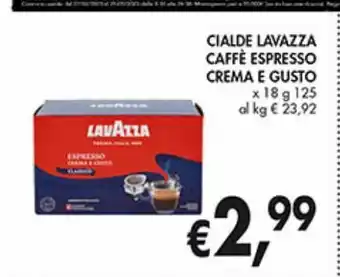 Supermercato Coal Cialde lavazza caffè espresso crema e gusto x 18 125g offerta