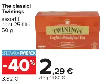 Carrefour Twinings The classici assortiti conf 25 filtri 50 g offerta