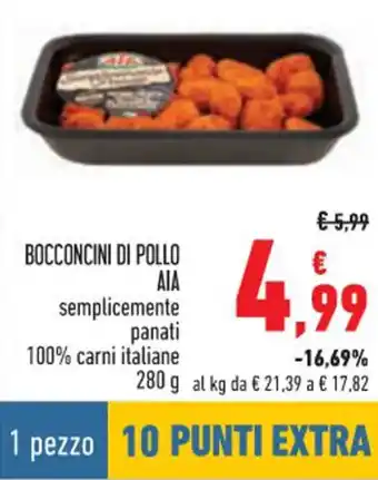 Conad AIA Bocconcini di Pollo semplicemente panati 100% carni italiane 280 g offerta