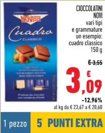 Conad Novi Cioccolatini vari tipi e grammature cuadro classico 150 g offerta