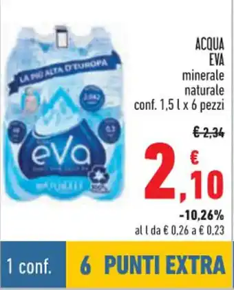 Conad Eva Acqua minerale naturale conf. 1,5 l x 6 pezzi offerta