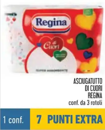 Conad Regina Asciugatutto di Cuori conf. da 3 rotoli offerta