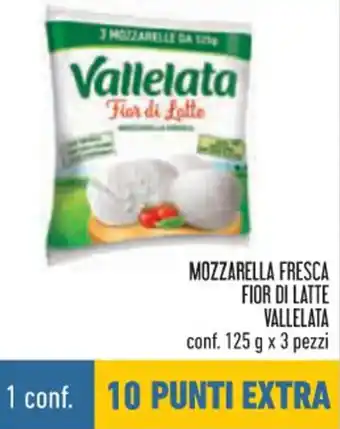 Conad Vallelata Fior di Latte Mozzarella Fresca conf. 125 g x 3 pezzi offerta
