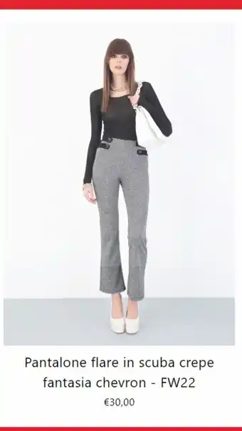 Pantalone flare in scuba crepe fantasia chevron