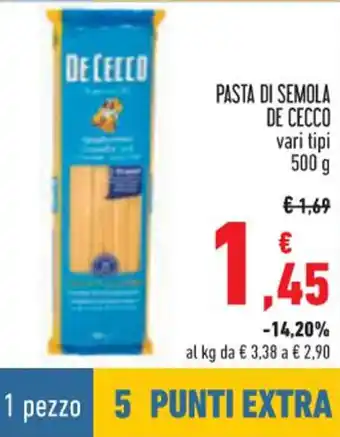 Conad De Cecco Pasta di Semola vari tipi 500 g offerta