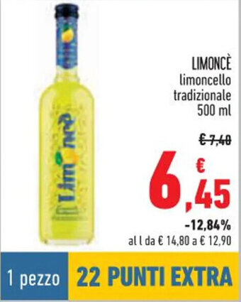 Conad Limoncè limoncello tradizionale 500 ml offerta