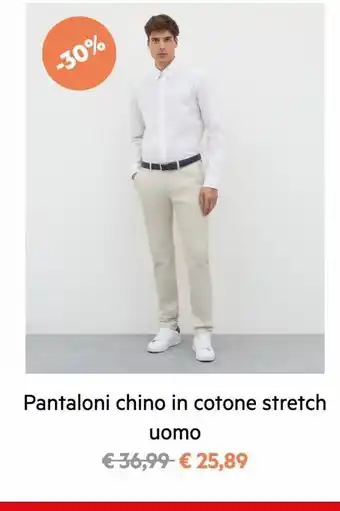 Pantaloni chino in cotone stretch uomo