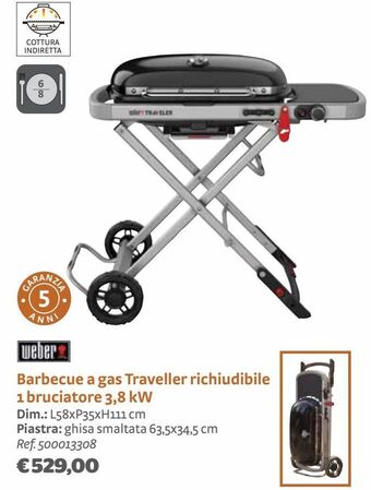 Bricocenter Barbecue a gas traveller richiudibile 1 bruciatore 3,8 kw offerta