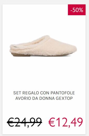 Set regalo con pantofole avorio da donna gextop