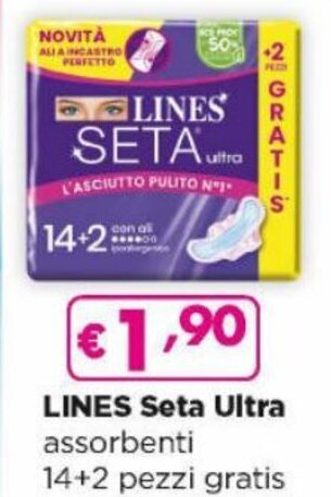 Acqua & Sapone Lines Seta Ultra assorbenti 14+2 pezzi gratis offerta