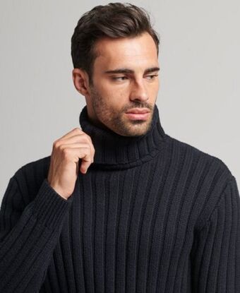 Maglione a collo alto in misto lana merino