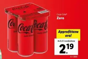 Lidl Coca Cola Zeo 4 x 0,5 l confezione offerta