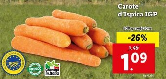 Lidl Carote d'Ispica IGP 800 g confezione offerta