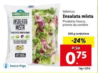 Lidl Vallericca Insalata mista 200 g confezione offerta