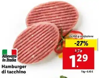 Lidl Hamburger di tacchino 2 x 100 g confezione offerta