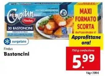 Lidl Findus Bastoncini 750 g confezione offerta