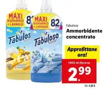Lidl Fabuloso Ammorbidente concentrato 1900 ml flacone offerta