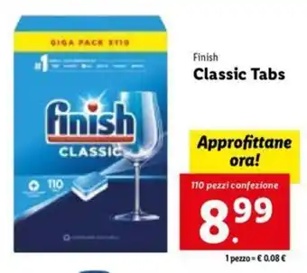 Lidl Finish Classic Tabs 110 pezzi confezione offerta