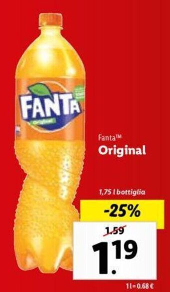 Lidl Fanta Original 1,75 l bottiglia offerta