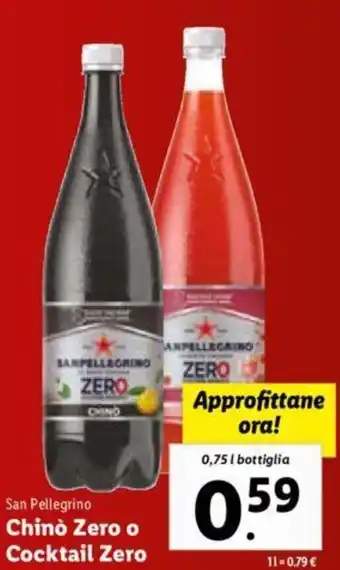 Lidl San Pellegrino Chinò Zero o Cocktail Zero 0,75 l bottiglia offerta