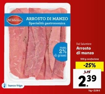 Lidl Dal Salumiere Arrosto di manzo 100 g confezione offerta