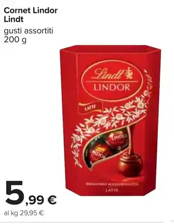 Carrefour Lindt Cornet Lindor gusti assortiti 200 g offerta