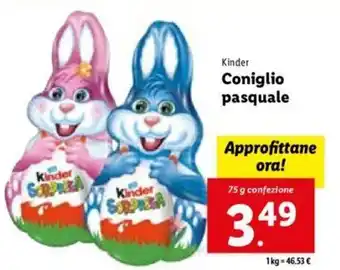 Lidl Kinder Coniglio Pasquale 75 g confezione offerta