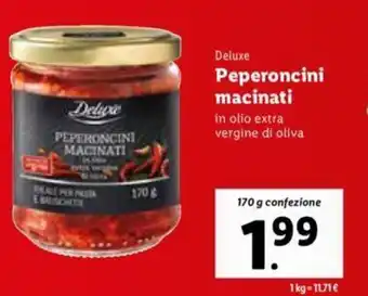Lidl Deluxe Peperoncini Macinati In Olio Extra Vergine di Oliva 170 g confezione offerta