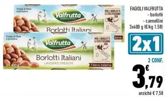 Conad Valfrutta Fagioli borlotti, cannellini 3x400 g offerta