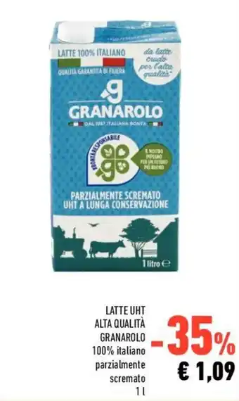 Conad Granarolo Latte UHT Alta Qualità 100% italiano parzialmente scremato 1 l offerta