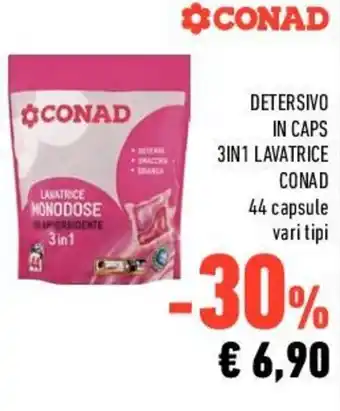 Conad Conad Detersivo in Caps 3in1 Lavatrice 44 capsule vari tipi offerta